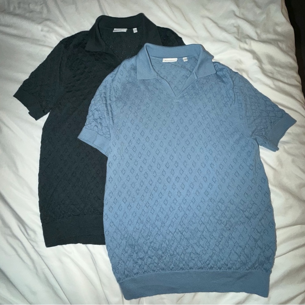 2x Bonobos Sweater Polo Shirts in Light Blue and Dark Green (shrunk)